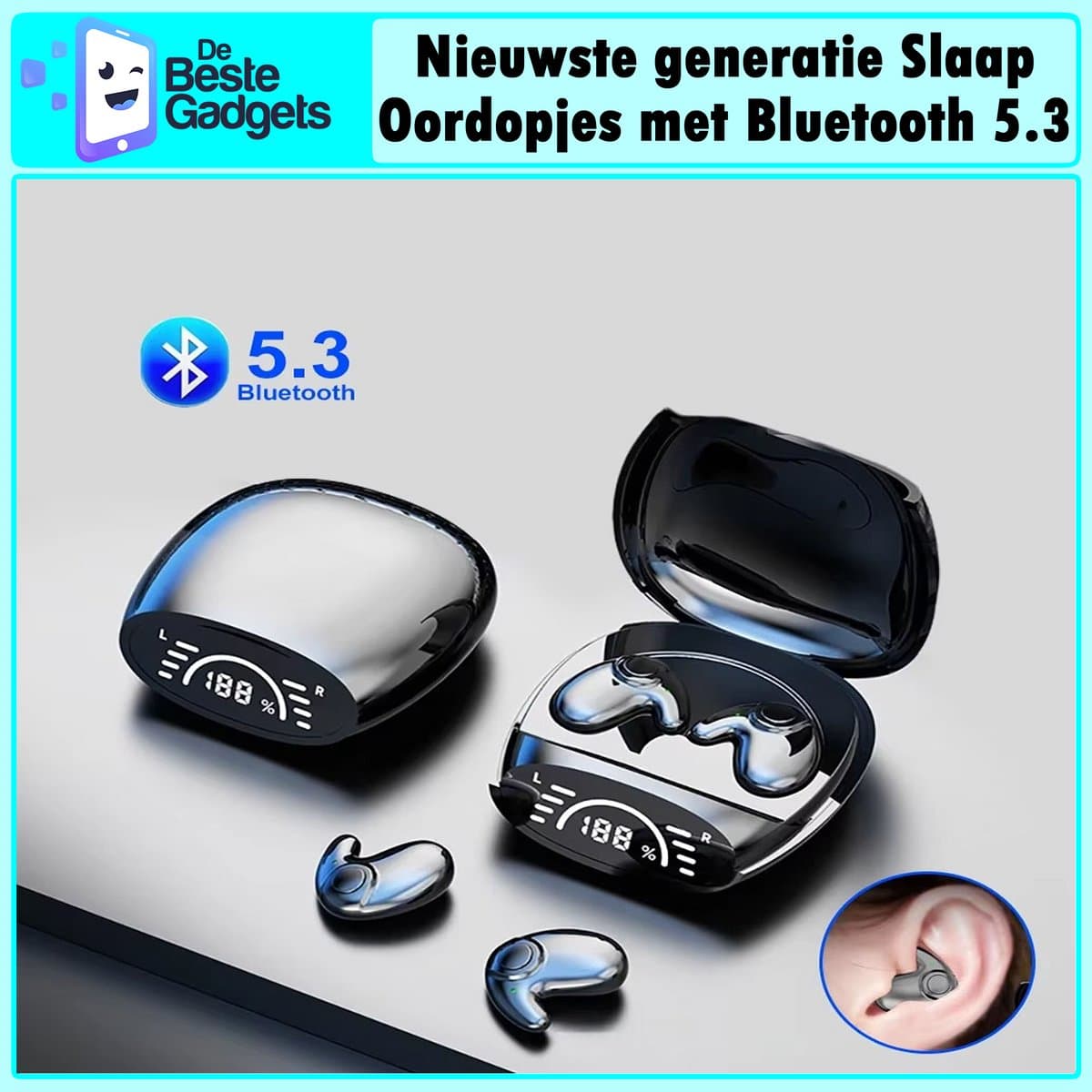 De Beste Gadgets Bluetooth Slaap-Oordopjes – Zwart, voor zijslapers thumbnail 4