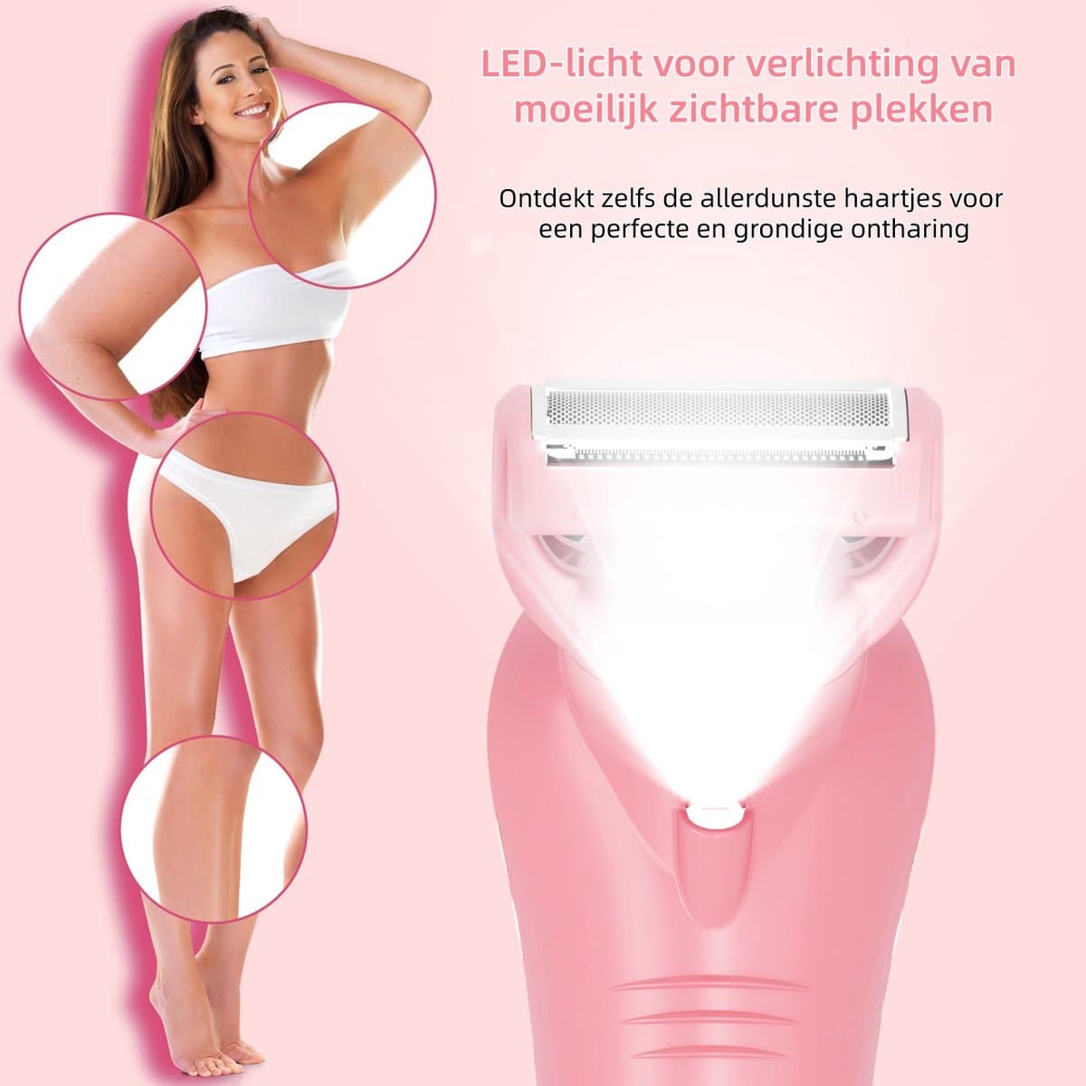 Hatteker 3-in-1 Ladyshave voor Vrouwen – Dames Scheerapparaat – Epileerapparaat – Trimmer voor Benen, Bikinilijn en Oksels – Epilator – Waterdicht IPX7 – Roze thumbnail 5