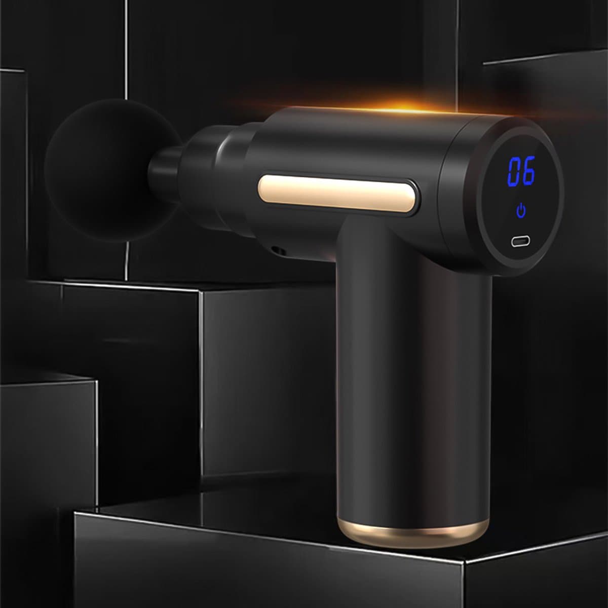 Onbekend Massage Gun Mini - 6 snelheden, 4 koppen, zwart thumbnail 6