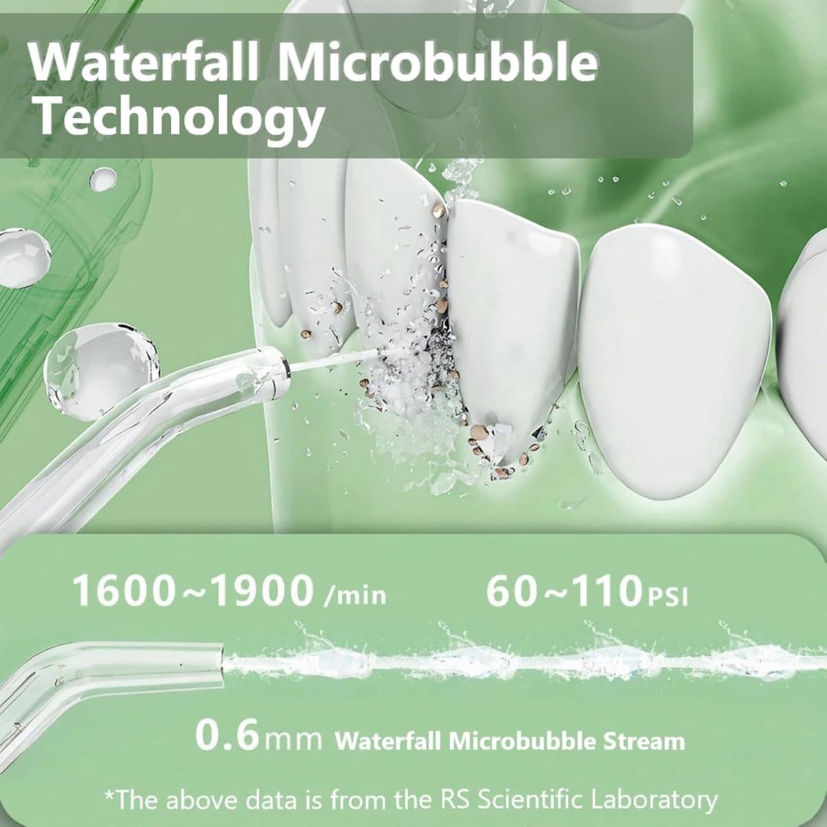 200ML Telescopische Watertank - Draadloze Waterflosser - 4 Werkstanden & 5 Opzetstukken - IPX7 Waterdicht - Oplaadbare Mondirrigator - Groen thumbnail 8