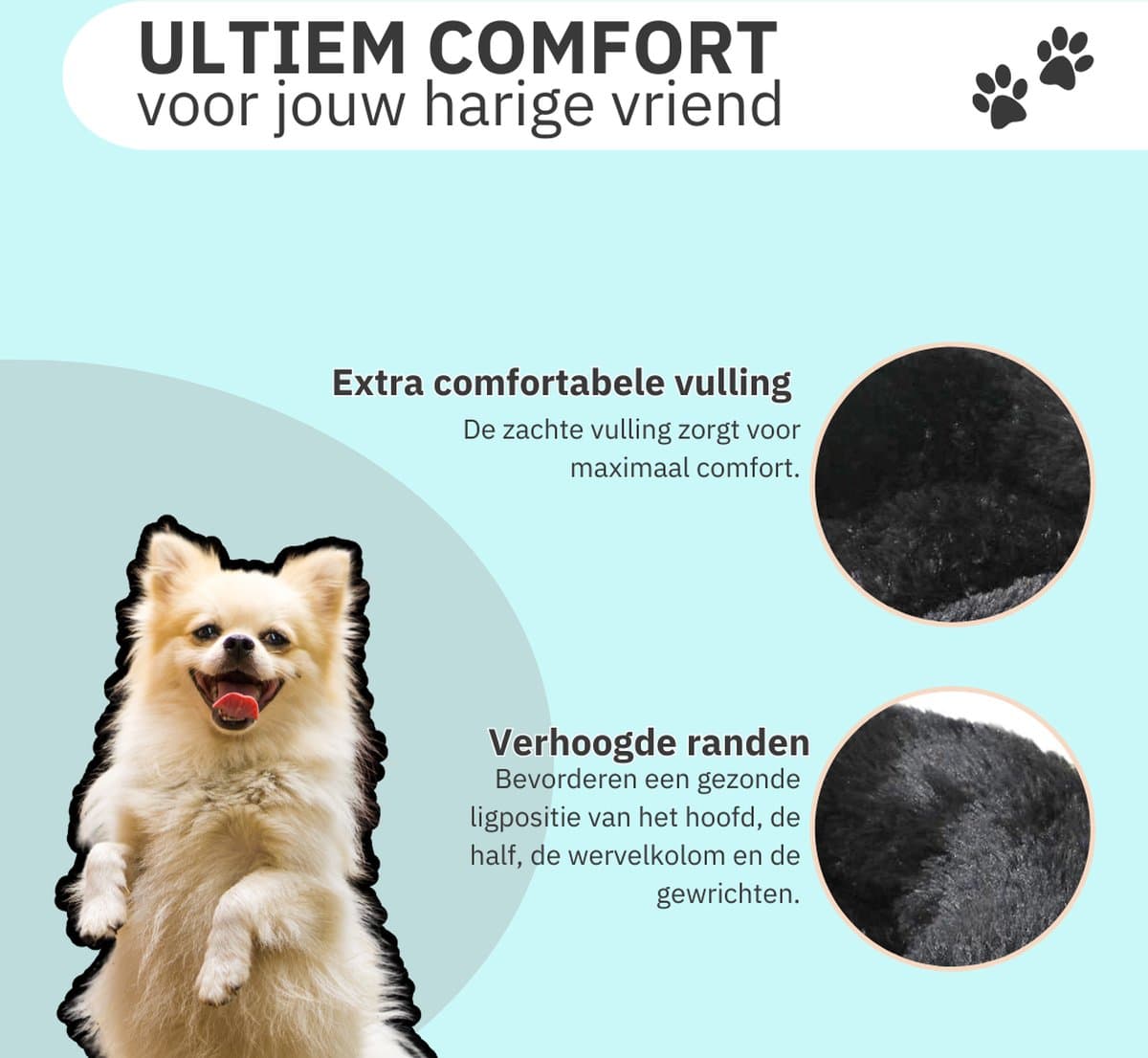Donut Hondenmand - Kattenmand - Maat M - 60cm (ligvlak van 45cm) - Zwart - Fluffy en Wasbaar thumbnail 5