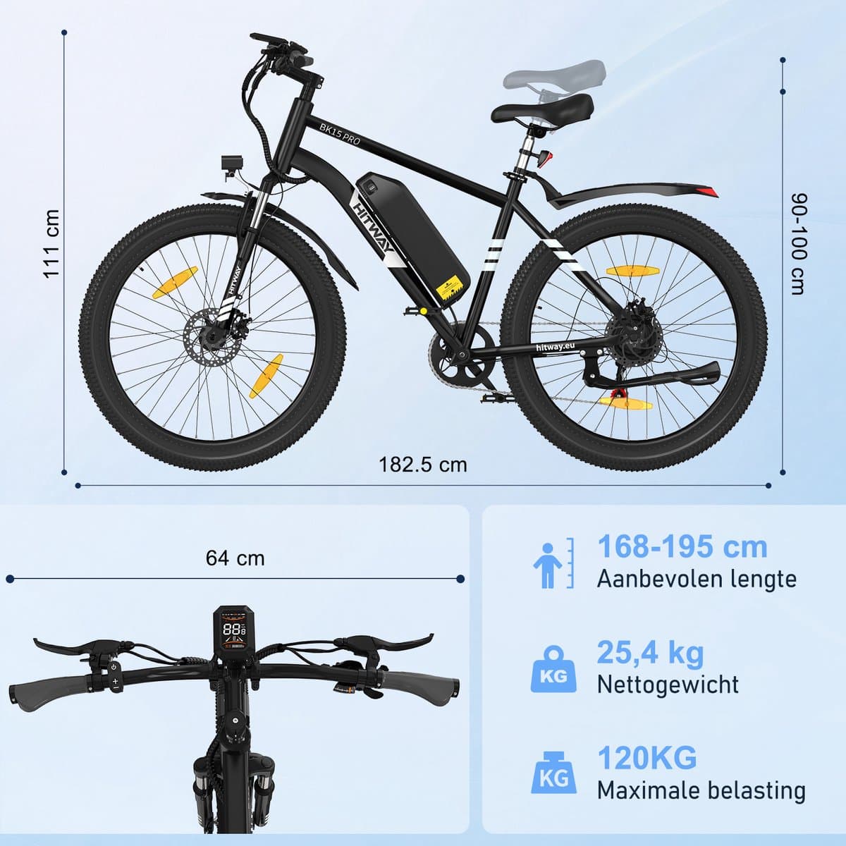 Hitway BK15 Pro - 27.5" City E-bike, 250W, afneembare batterij thumbnail 3