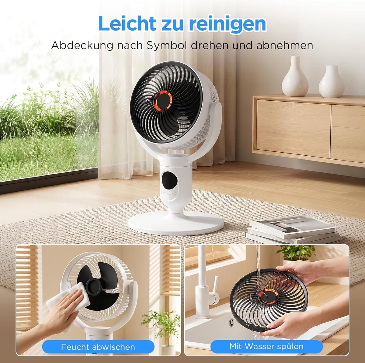 OLOEY Lepwings Fluisterstille 2-in-1 Tafel- Staande Ventilator met Afstandsbediening - 10400 mAh Accu - USB-C Oplaadbaar - 90° Oscillatie & 120° Kantelbaar - Ideaal voor Slaapkamer- Kantoor & Camping thumbnail 2