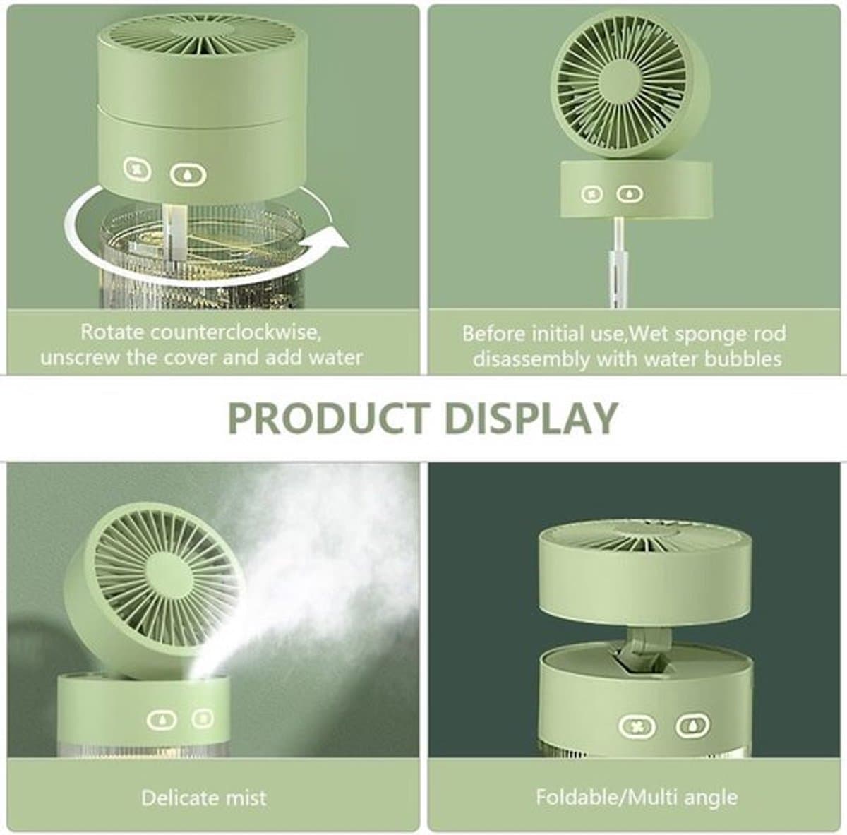 Solvix tafel ventilator geluidloos - Mini Mist Ventilator - USB - 3 Windmodi - Sprayfunctie - Voor Thuis en Kantoor thumbnail 2