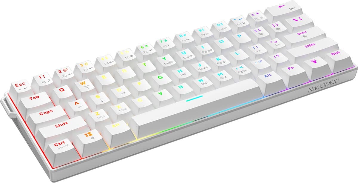 AJAZZ NK61 RGB Mechanisch Toetsenbord – 60% Gaming Keyboard – Hot Swappable – Rode Switches – 61 Toetsen – USB Bekabeld – Wit thumbnail 6