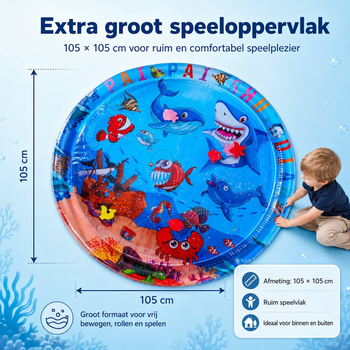 Waterspeelmat - Speelmat- Opblaasbaar baby water speelmat - Kraamcadeau - Kinderspeelgoed-Waterspeelgoed thumbnail 2