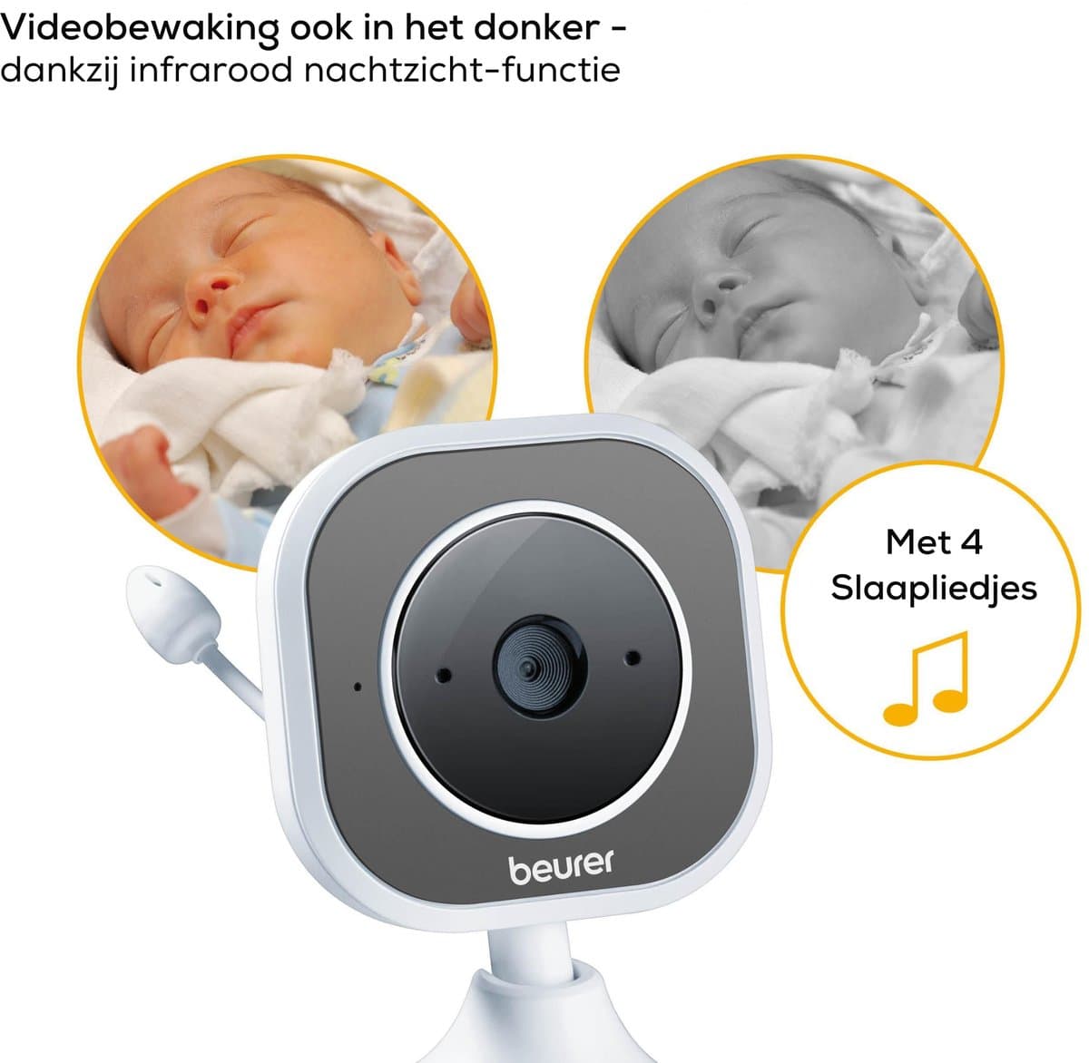 Beurer BY 110 Video Babyfoon - Ouderunit/XL beeldscherm & camera - Digitale wireless verbinding - Bereik tot 300 meter - Nachtzicht - Digitale zoom - Intercom - Liedjes - Diverse alarmen - Timer - Eco+ - 3 Jaar garantie thumbnail 4