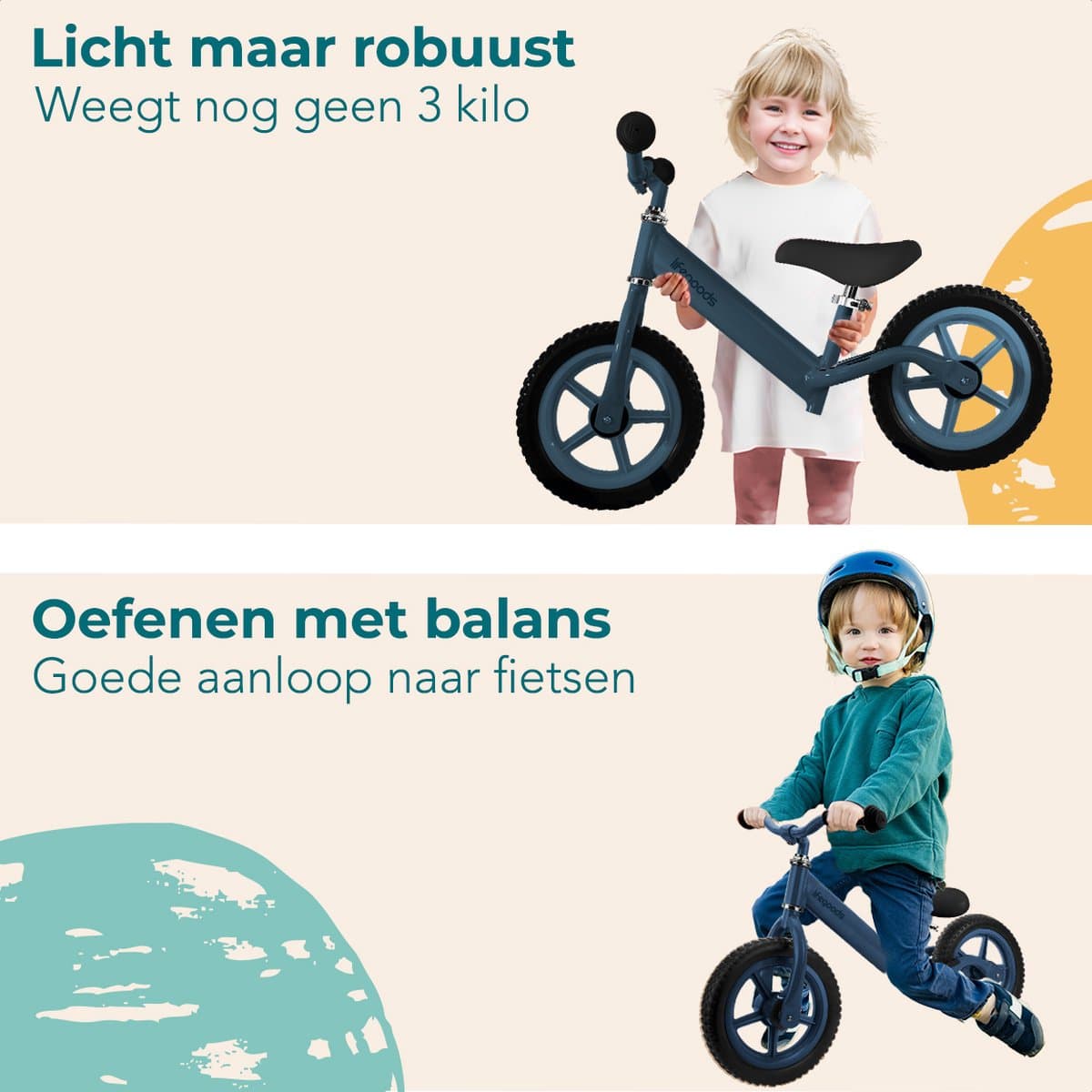LifeGoods Loopfiets - Speelgoed 2 jaar en ouder - Jongens en Meisjes - Balance Bike - Loopfietsje - Marineblauw thumbnail 5