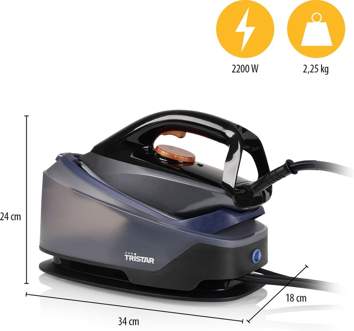 Tristar ST-8930 stoomgenerator: 2200W, 6,5 bar, 1,2L tank thumbnail 5