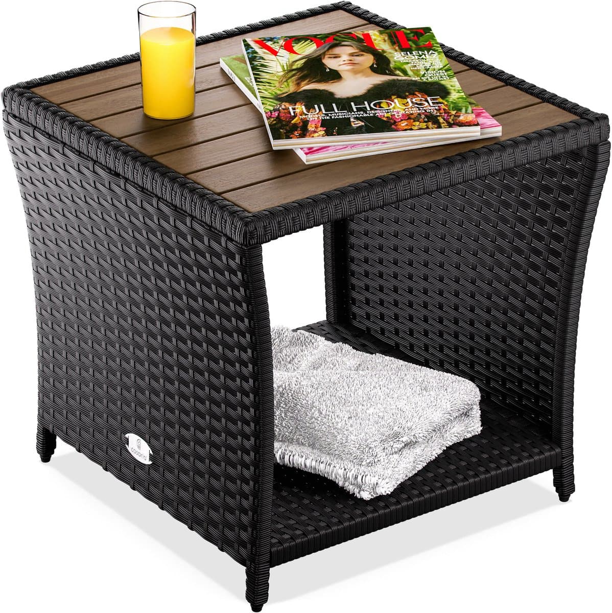 Casaria Bijzettafel - Polyrattan Vierkant 45x45x40cm - Zwart thumbnail 8