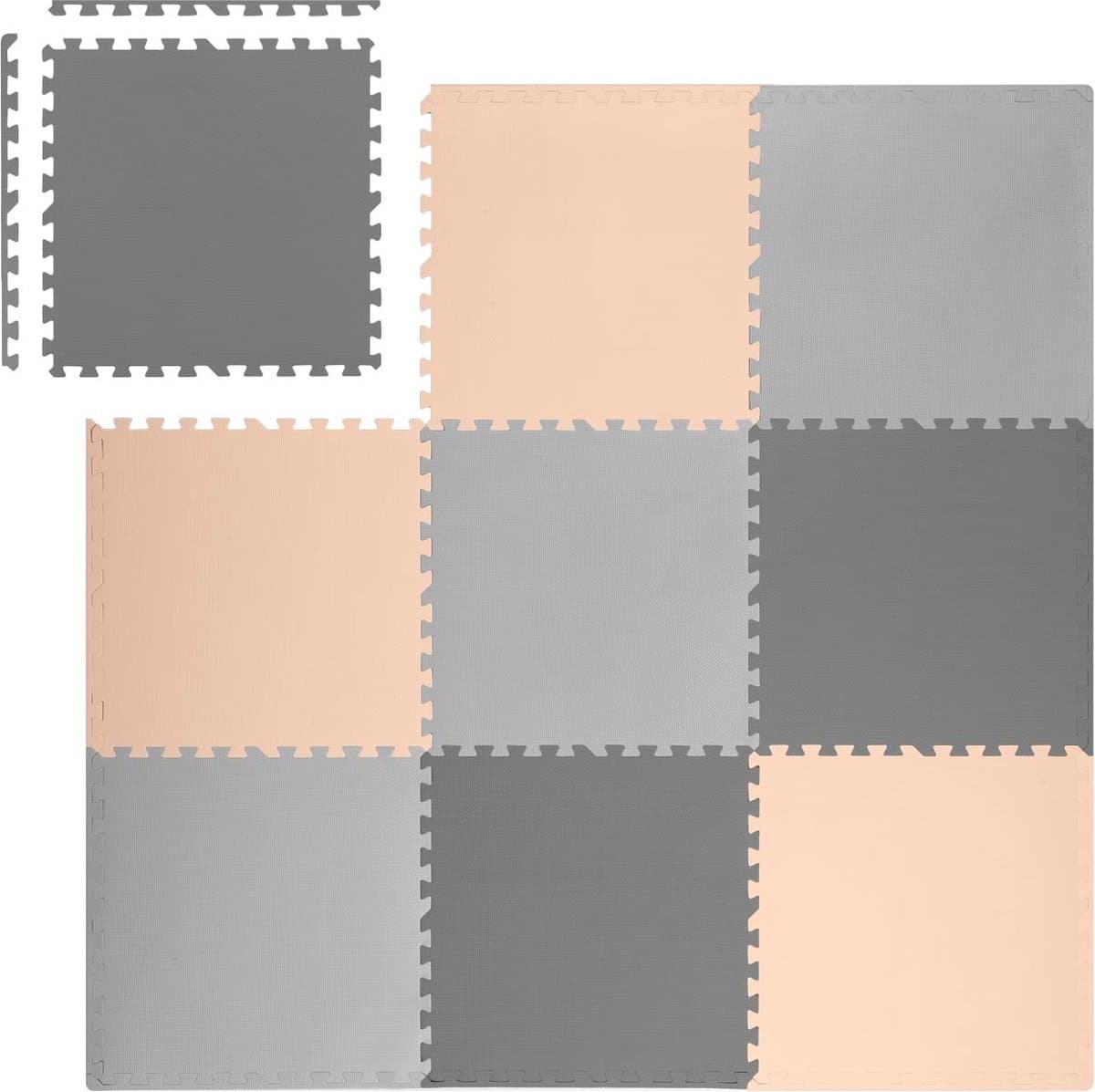 Speelmat Puzzelmat Baby - 180x180 cm - Grijs & Perzik - Foam Mat thumbnail 6