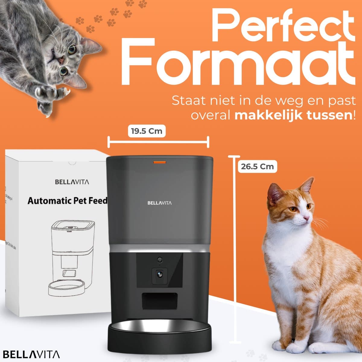 BELLAVITA® Automatische voerbak met Camera - Zwart - Voerautomaat Met App - Voerbak hond - Smartphone Besturing - Voerinhoud 6 Liter - Voor Katten en Hondenvoer - Droogvoer - Automatische voerbak thumbnail 5