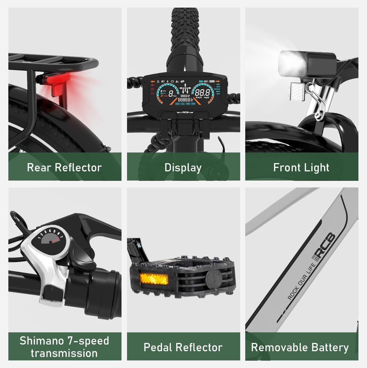RCB G5 Elektrische Fiets - 27.5 Inch - Lichtgewicht Aluminium Frame - 250W Motor - 36V 13Ah Verwijderbare Batterij - 7 Versnellingen - Met App, NFC & LCD Display - Comfortabel & Roestvrij - Voor Dames en Heren - Actieradius 80km-zilver thumbnail 6