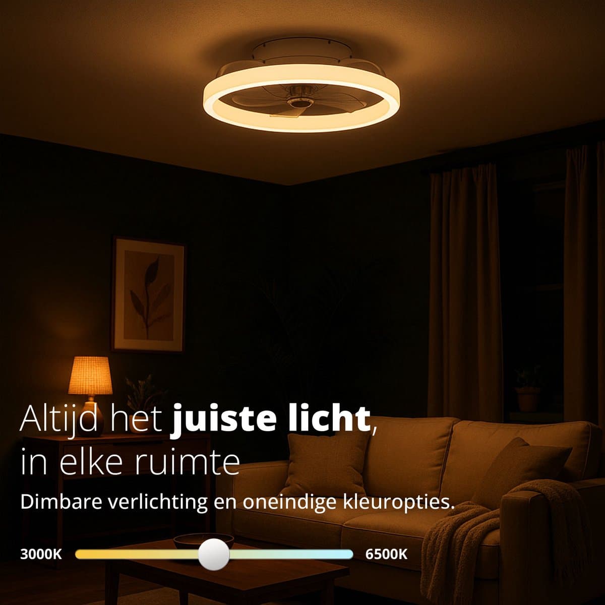 FlinQ AeroGlow Smart Plafondventilator met Verlichting - Ventilator voor aan het Plafond - Ideaal voor op de Slaapkamer - Bestuurbaar met App of Afstandsbediening - Wit thumbnail 8