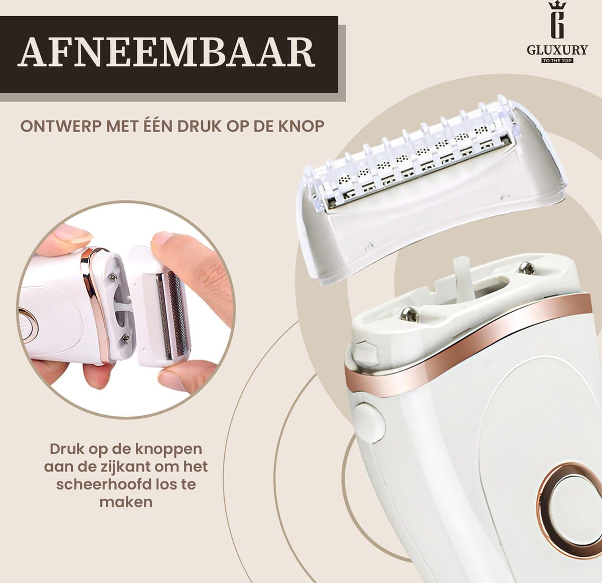 Gluxury® 3-in-1 Ladyshave Pro voor Vrouwen - Ontharingsapparaat - Trimmer & Scheerapparaat Vrouw - Ontharen - Haarverwijderaar thumbnail 4