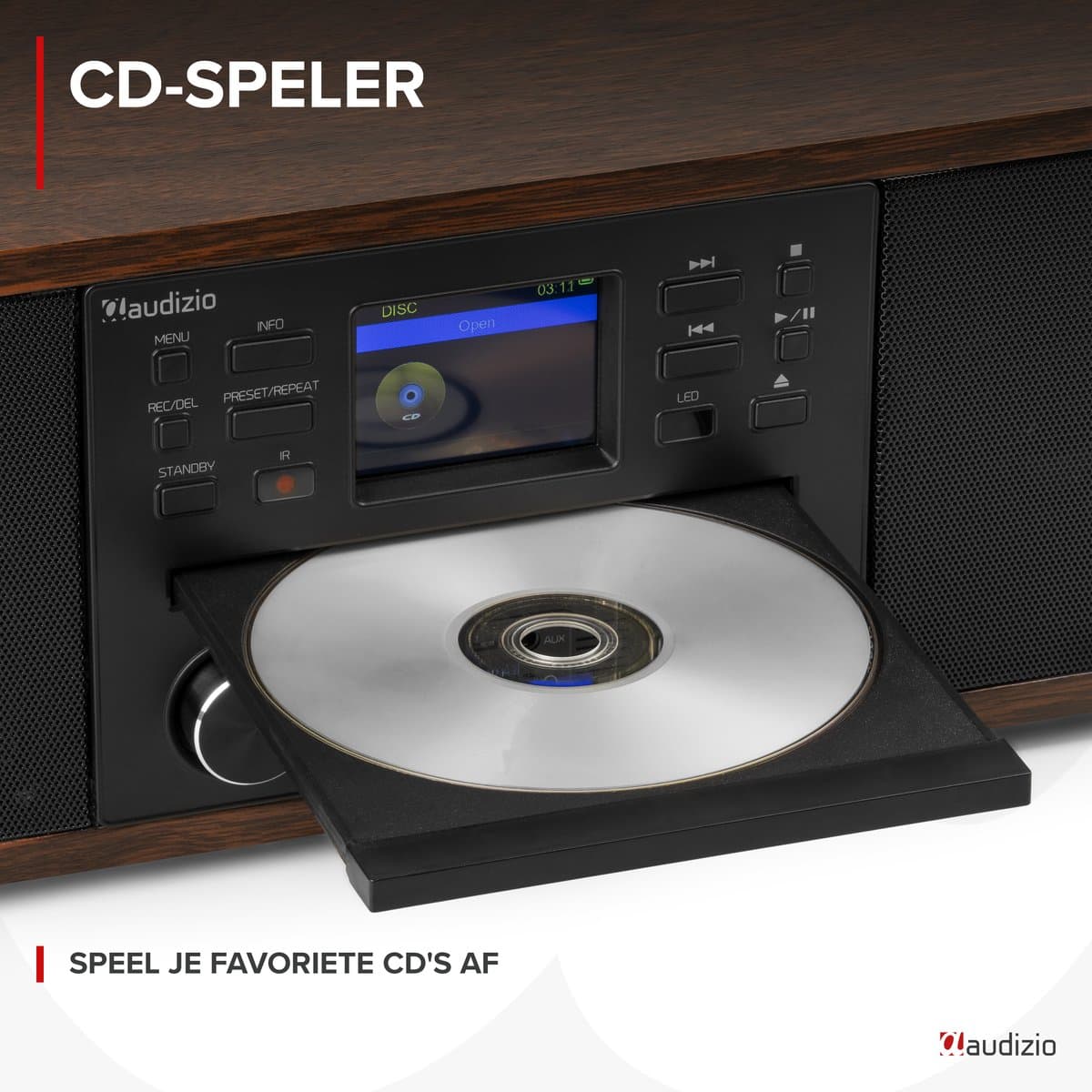 Internetradio - Audizio Avola alles-in-één radio met Bluetooth - DAB+/FM - CD speler - Houtlook thumbnail 3
