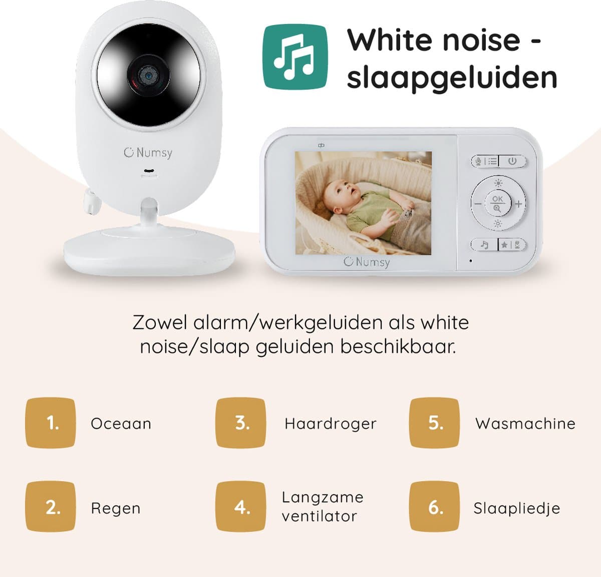 Numsy Babyfoon met Camera - Baby Monitor met VOX - Nachtzicht - Babyphone met Temperatuurweergave - Baby Monitor Uitbreidbaar tot 4 camera's thumbnail 8