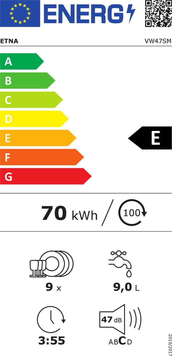 ETNA VW47SM - Vaatwasser volledig geintegreerd (45 cm) - 9 Programma's - 9 Couverts - Digitaal display - Aquastop - RVS bedieningspaneel thumbnail 3