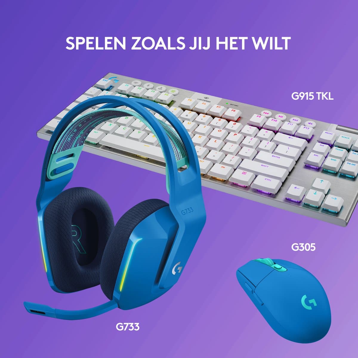 Logitech G733 LIGHTSPEED wit met RGB en 40mm-drivers thumbnail 4