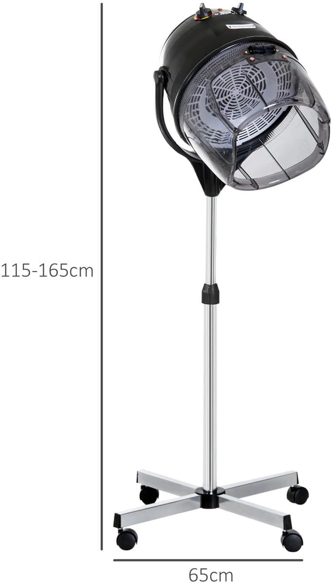 Solvix Föhn met Kap – Haardroger – Professionele Helmdroger – 1180W – Verstelbare Hoogte 115-165 cm – Timer 60 min – Tot 70°C – Met Wielen – Zwart thumbnail 2