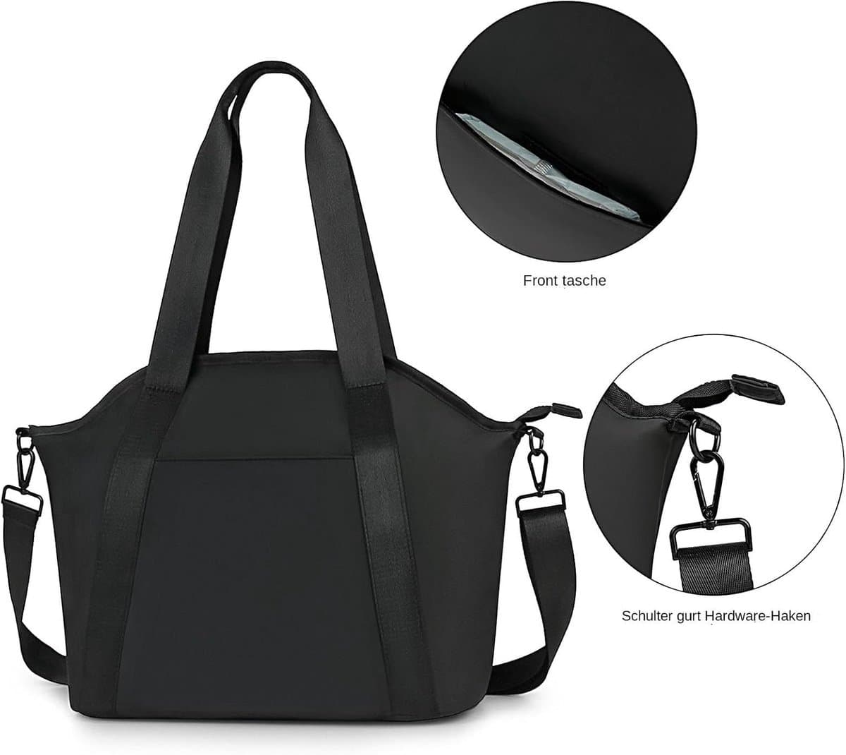 Luiertas Tote - Waterdichte Opbergtas – Multifunctionele draagtas met schouderband - ruim voor kleding & reisbenodigdheden – Zwart thumbnail 6