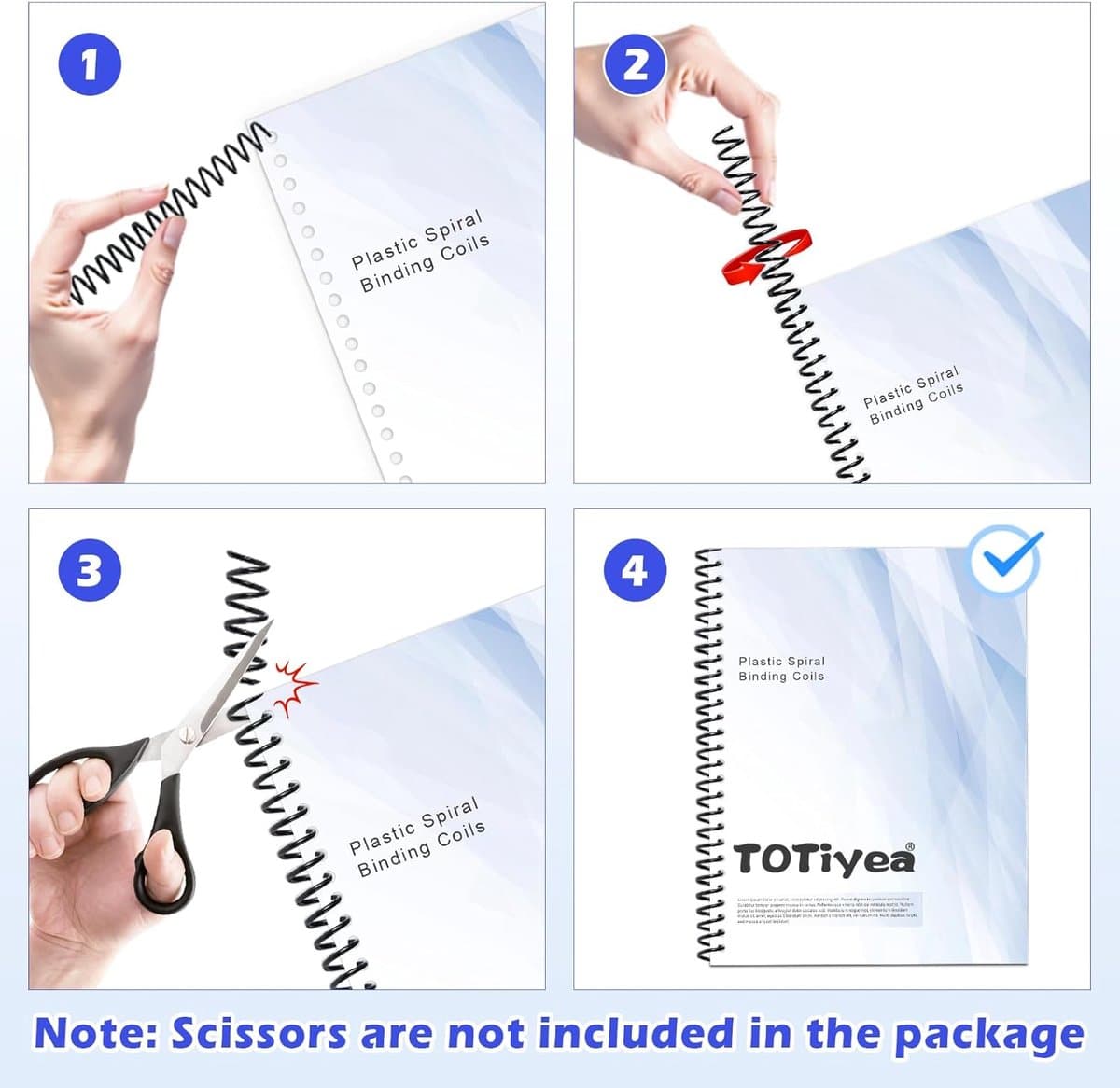 Plastic Spiraal Binding Coils - Bindspiralen - Documenten Binden - 4:1 Pitch - 10mm 75 Vel Capaciteit - Zwart thumbnail 6
