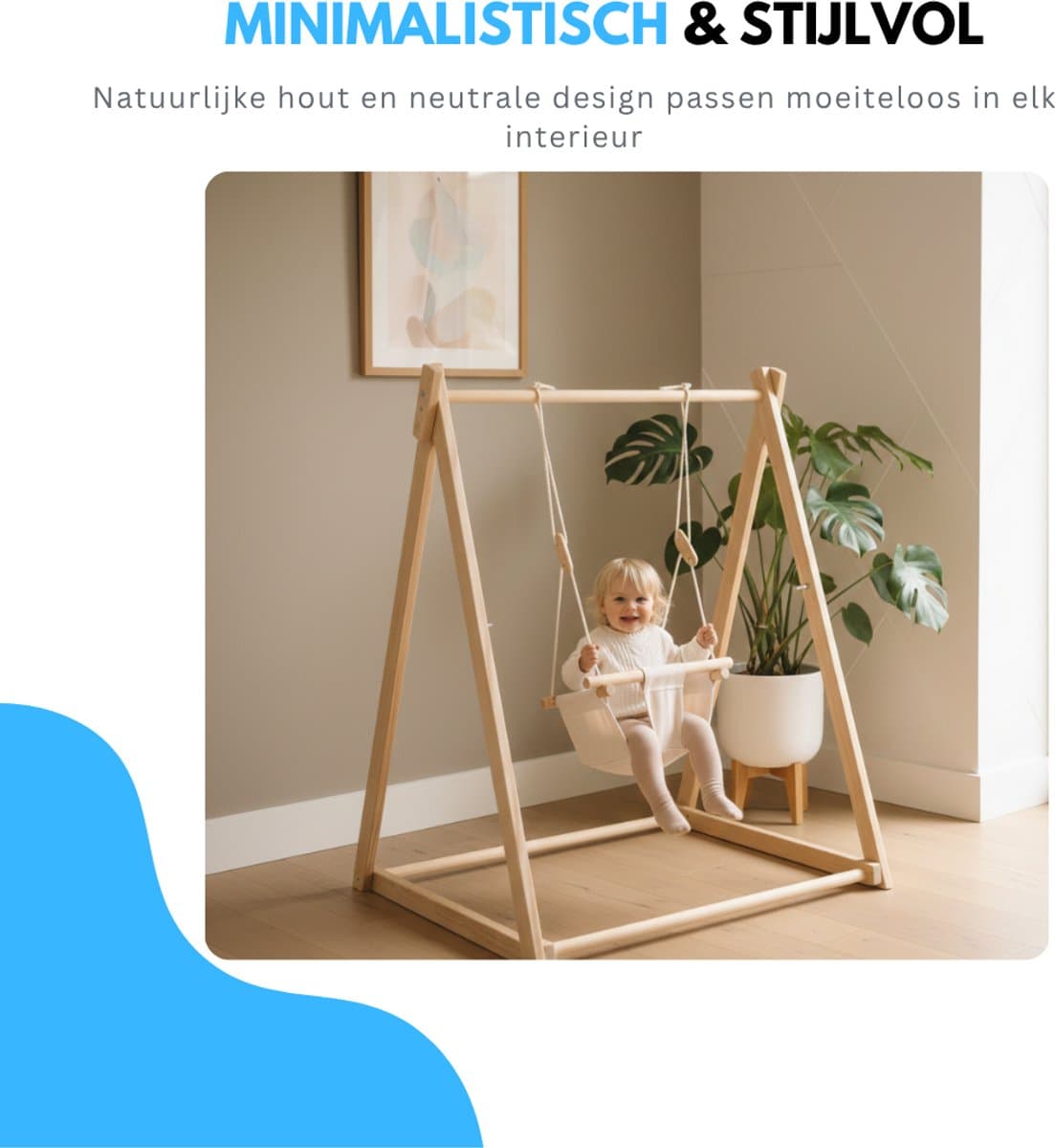Livista Houten Babyschommel - Inklapbaar - Swing - Wipstoel Met Schommelstoel - Baby Zitje - Dennenhout - Houten Speelgoed thumbnail 5