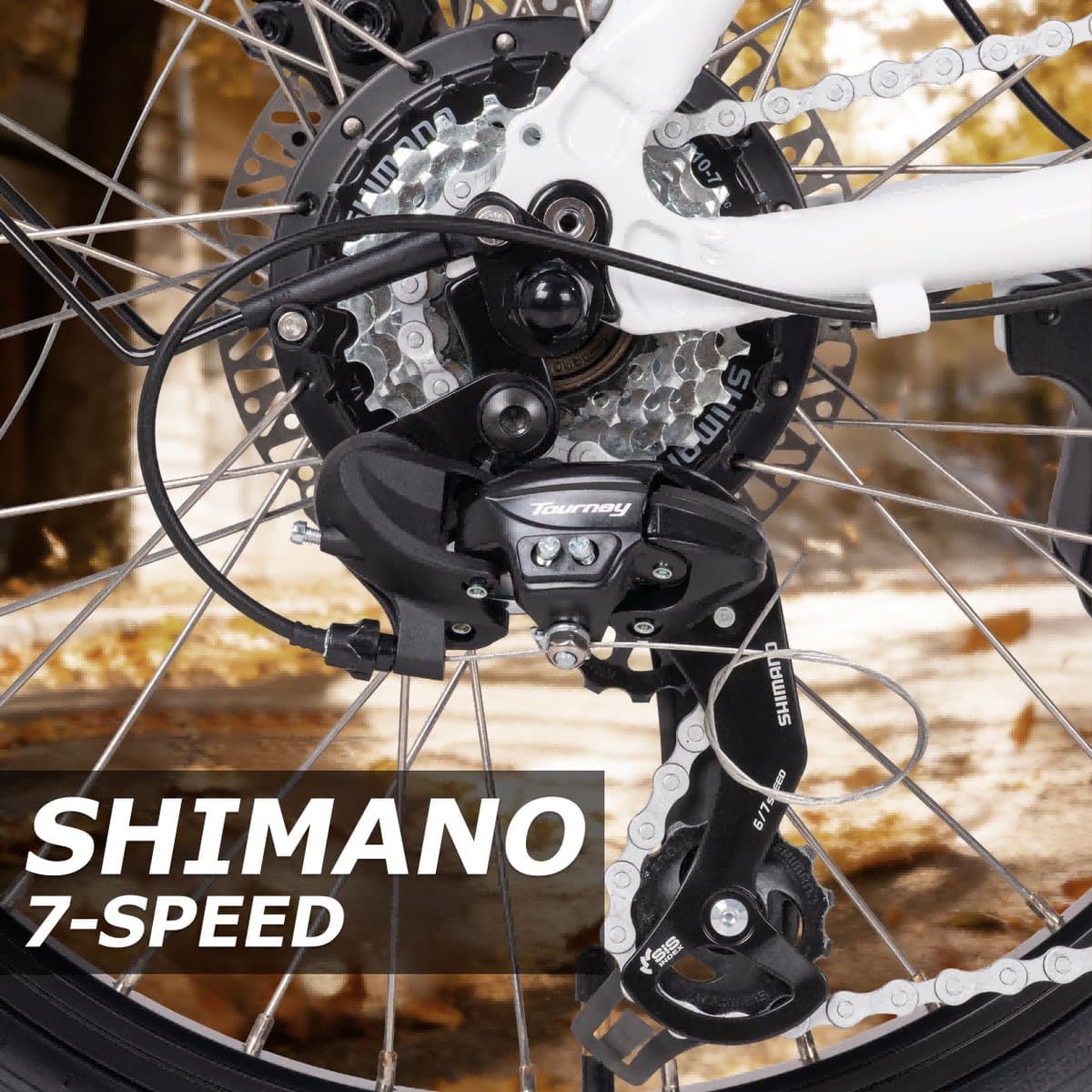 SAXXX Foldi 2.0 – 20 inch opvouwbare elektrische fiets – 36V 460Wh accu – 95% voorgemonteerd – ZOOM mechanische schijfremmen – achterwielmotor – Shimano 7 versnellingen – LCD-display – aluminium frame – kleur-LCD-display- glanzend wit thumbnail 5