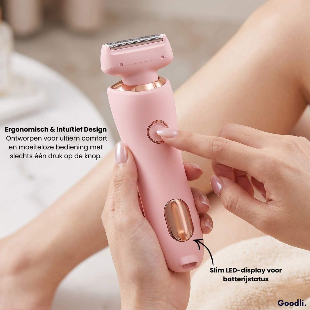 Goodli Ladyshave voor Vrouwen met LED - 2 in 1 Dames Scheerapparaat - Bikinitrimmer - Trimmer Vrouw - Waterdicht IPX7 - USB Oplaadbaar thumbnail 3