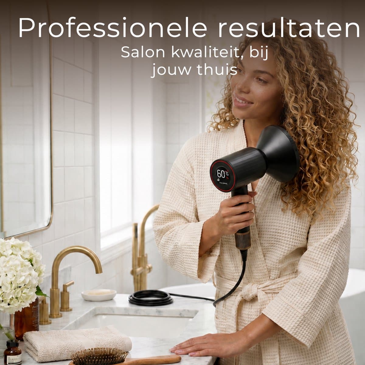 Wellshine Föhn met Diffuser - Ionische Haardroger voor Krullen & Stijl - Haarföhn - Reisföhn - Coolshot - 3 Standen - Föhn met Borstel - Incl. 4 Opzetstukken - Sèche Cheveux - Hairdryer - 1100W thumbnail 5