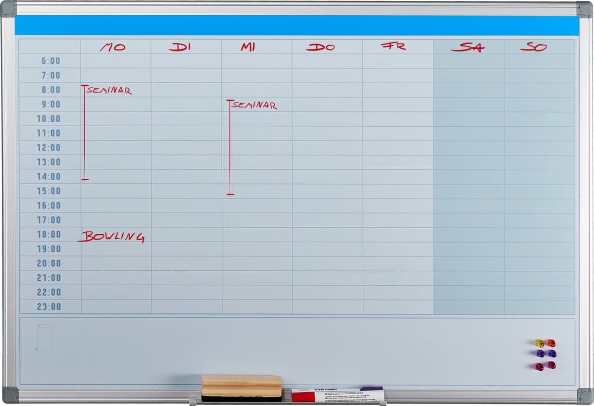 whiteboard planner - 3-jaarplanner - magnetisch - pennenbakje - 60 x 90 cm - wit thumbnail 3