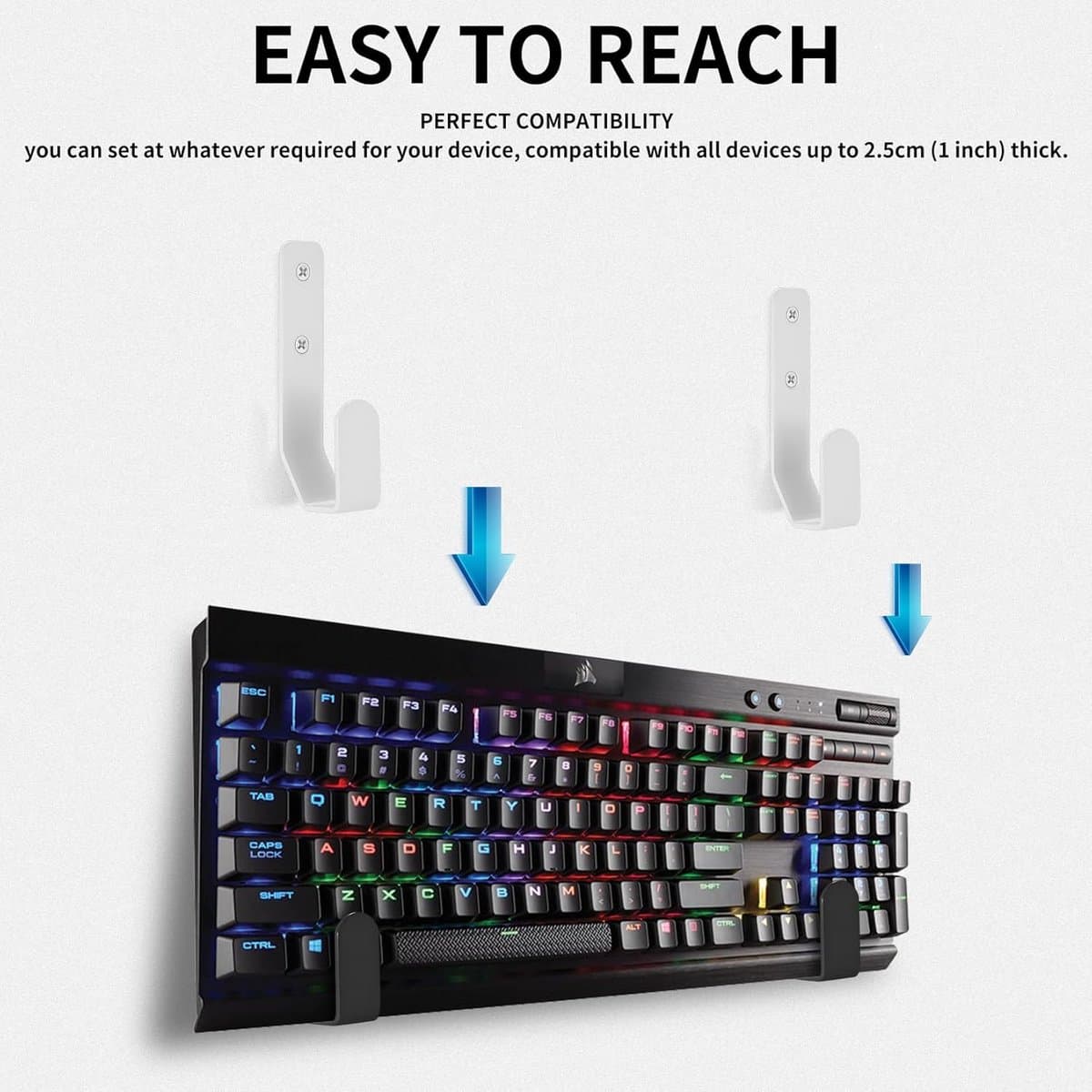 8 Stuks Universele Metalen Wandhouders voor Toetsenbord, Tablet, Router en Gaming Accessoires thumbnail 6