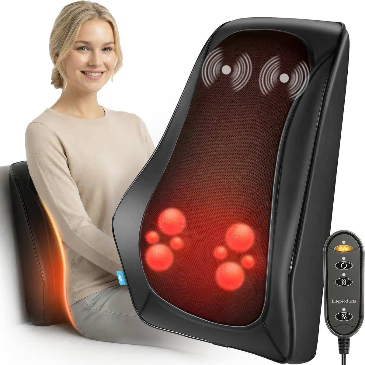Lifeproducts Shiatsu Massagekussen - Nek & Rug met Warmte