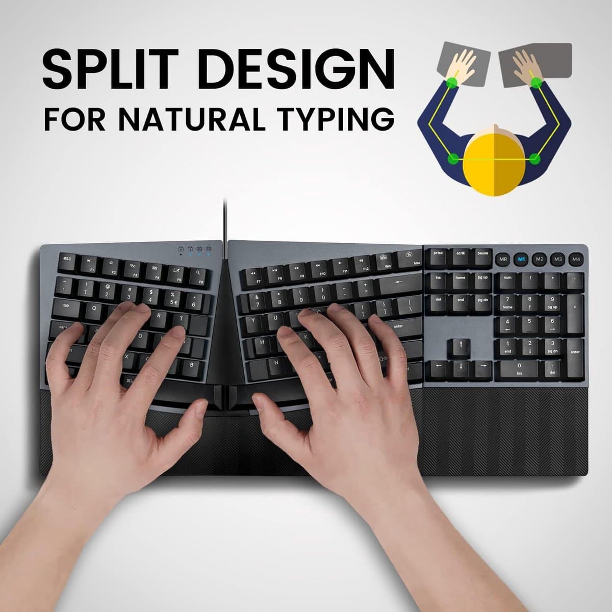 Ergonomisch Gespleten Mechanisch Toetsenbord met Programmeerbare Macro-toetsen voor Windows en Mac OS thumbnail 2