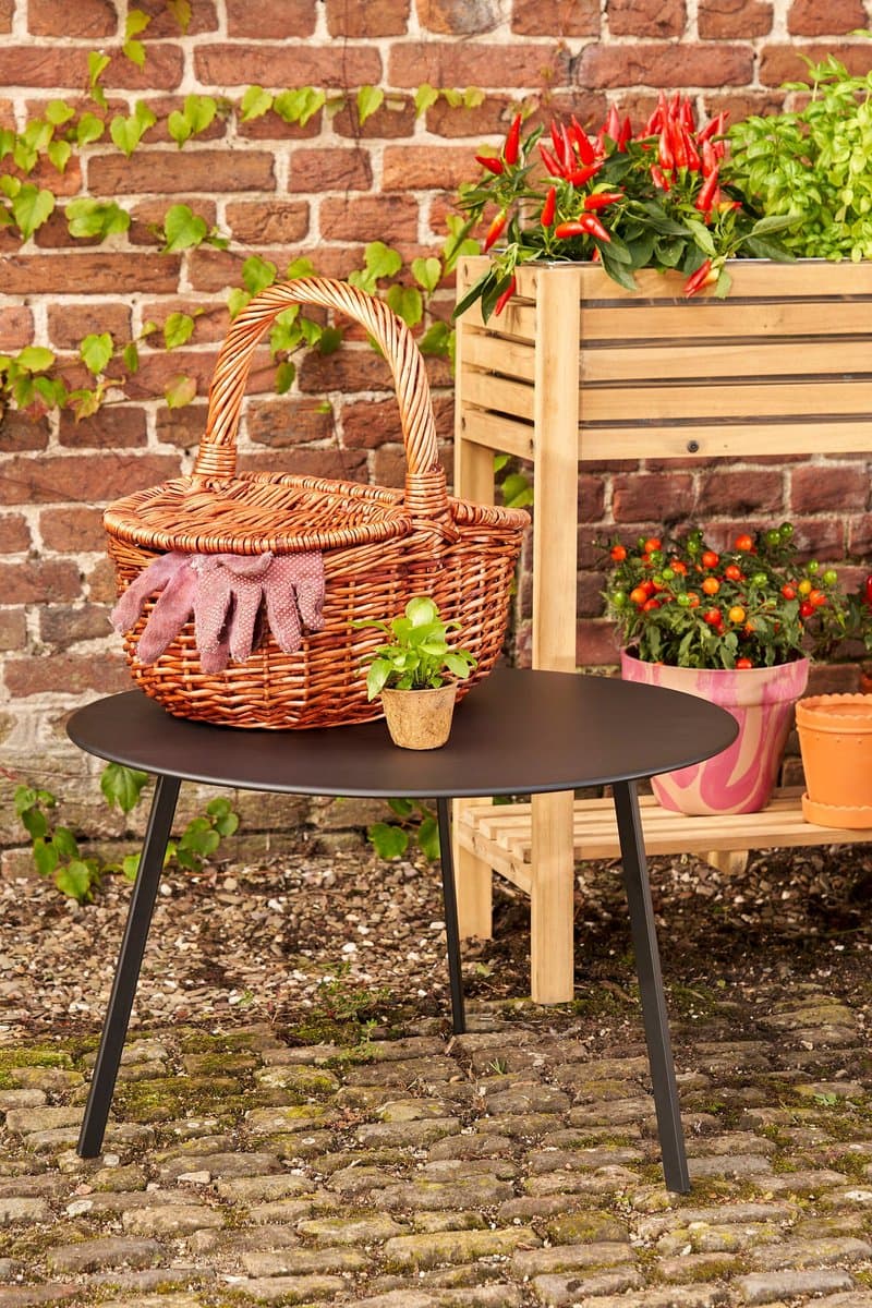 Mica Decorations Seatle Bijzettafel voor Buiten - Salontafel Rond - Plantentafel en Koffietafel - H38 x Ø58 cm - Metaal - Zwart thumbnail 5