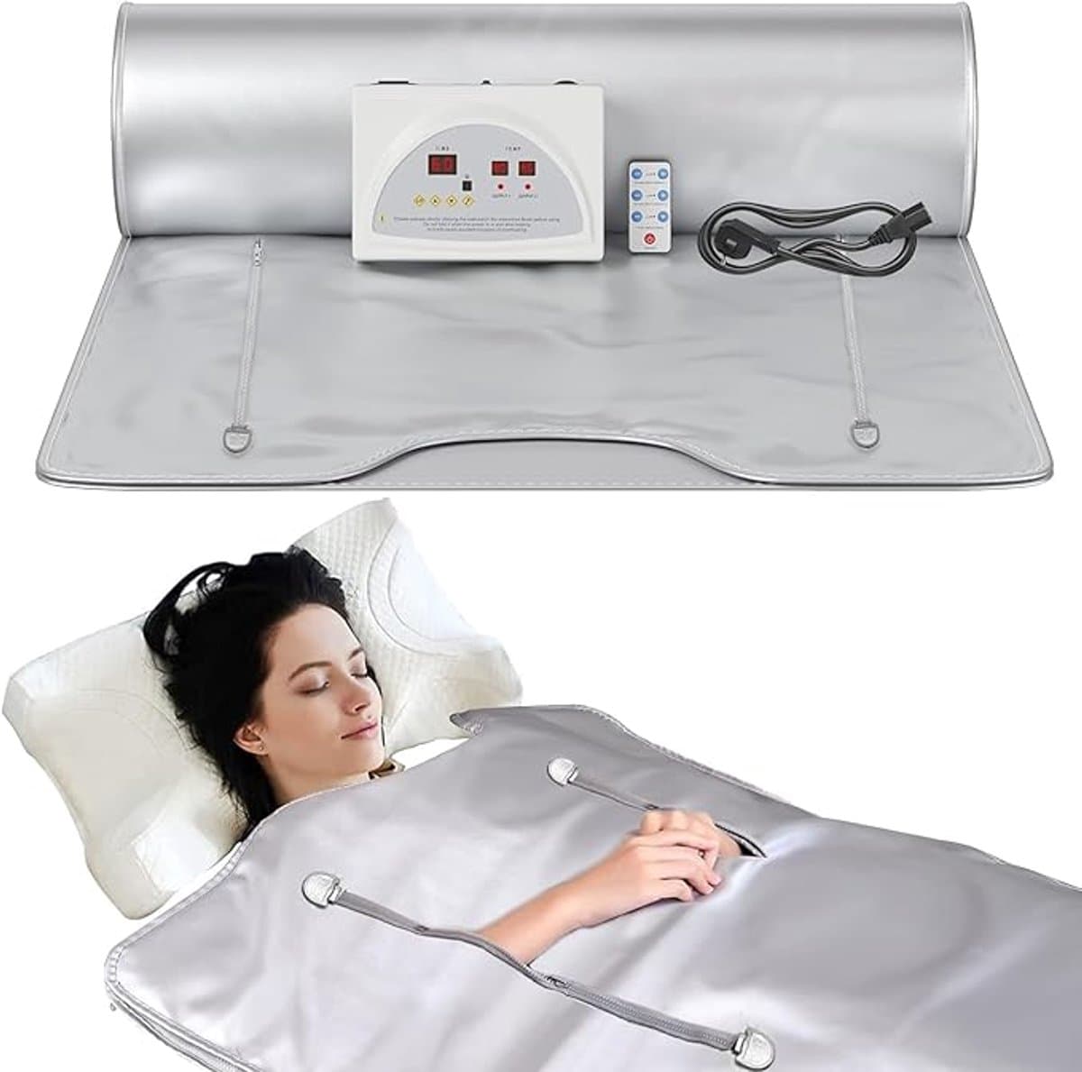 Infrarood Saunadeken met 2 Verwarmingszones – Digitale Detox Saunadeken tot 80°C – Oxford Sauna Blanket met Afstandsbediening – Thuis Sauna voor Ontspanning en Warmtetherapie