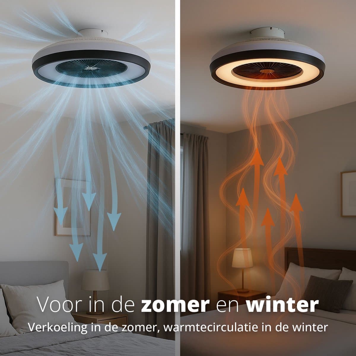 FlinQ LumiFan Ø50 cm Plafondventilator met Verlichting - Ventilator voor aan het Plafond - Ideaal voor op de Slaapkamer - Bestuurbaar met Afstandsbediening thumbnail 4