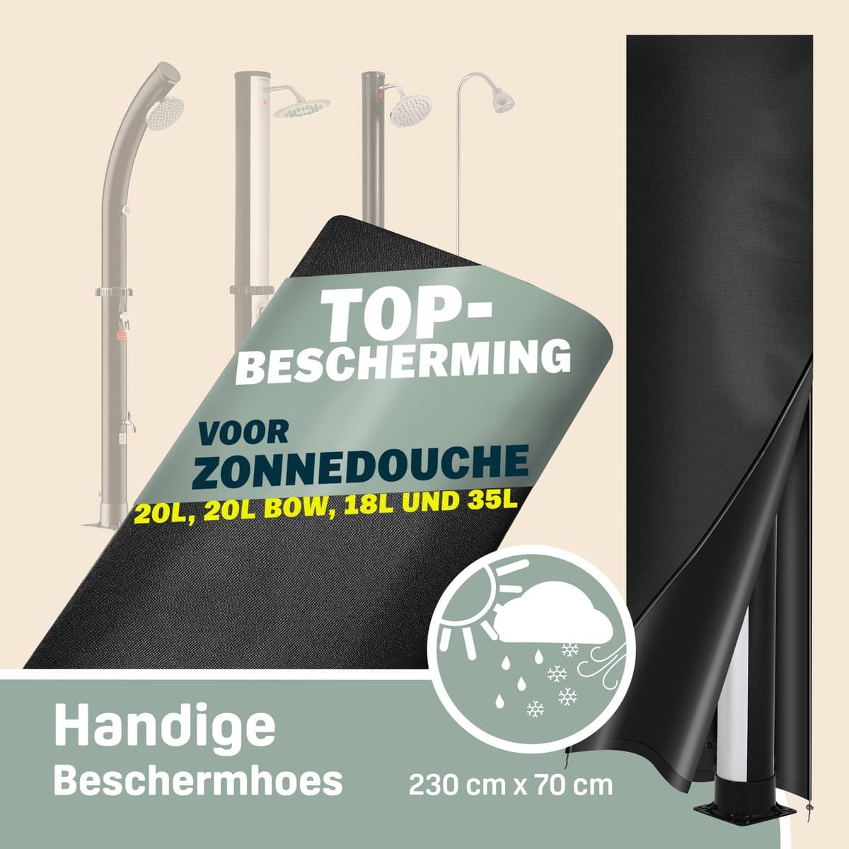 Monzana Buitendouche 35 liter – Solar UV-Bestendig 60°C - Zwart thumbnail 7