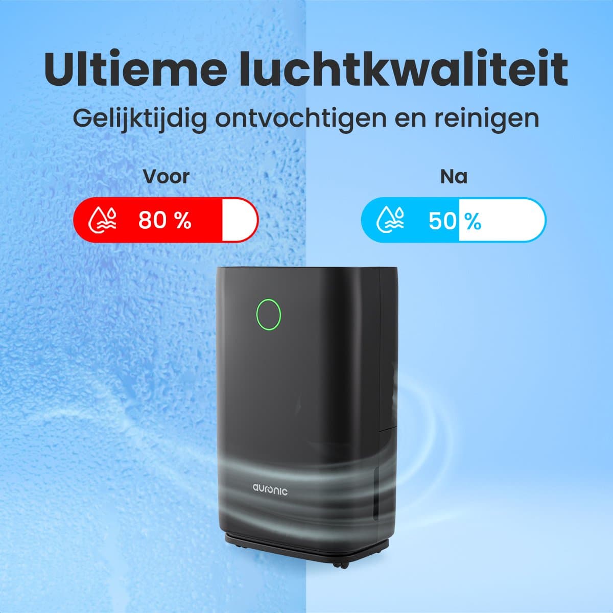 Auronic Luchtontvochtiger - Compact Series - 20L per dag - 4L Waterreservoir - Was-droog functie - Slaapkamer, Badkamer en Woonkamer - Vochtopnemer voor in Huis - Dehumidifier - Zwart thumbnail 5