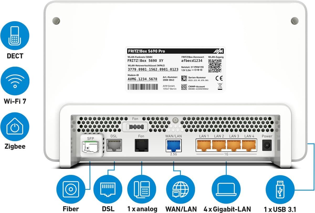 AVM FRITZ!Box 5690 Pro: WiFi 7 Mesh-router met tri-band thumbnail 3