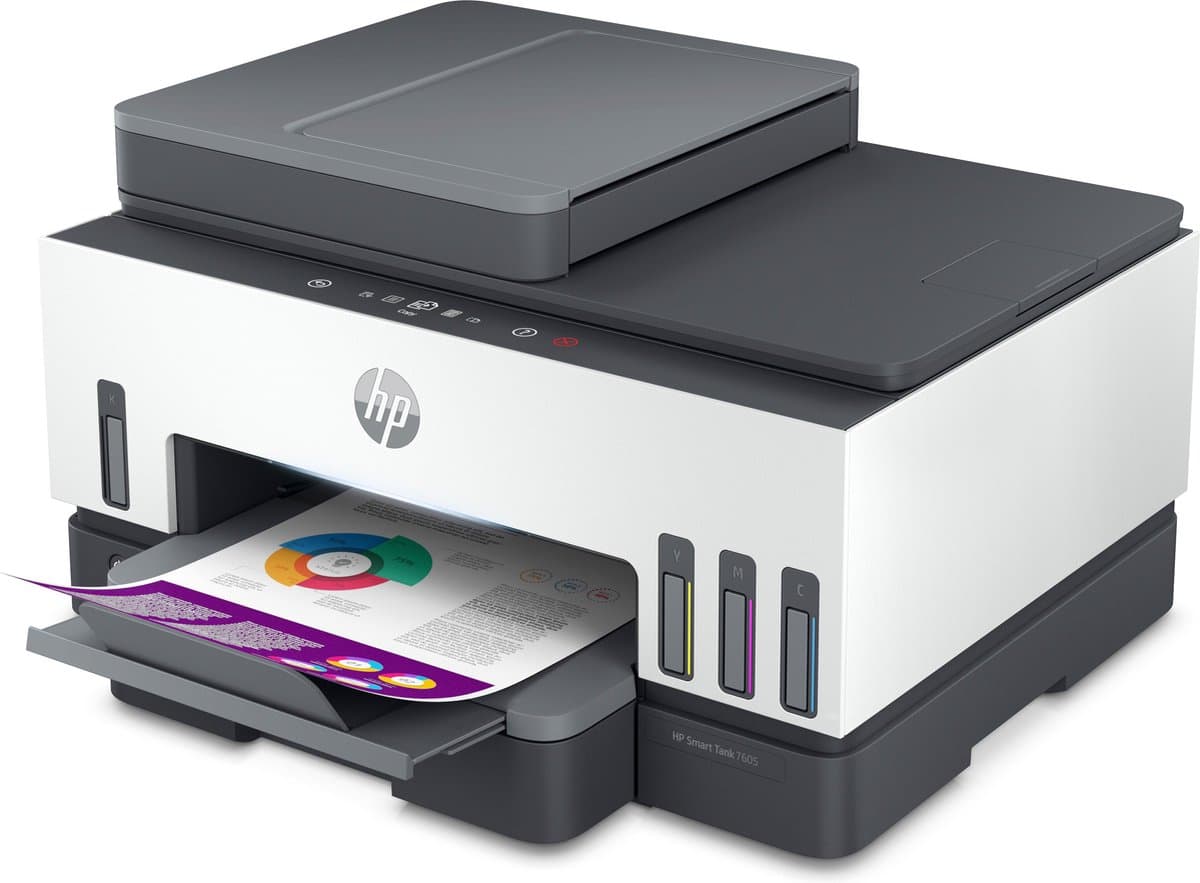 HP Smart Tank 7605 – All-in-One Kleurenprinter – Inkjet Tankprinter – Wifi, Ethernet & AirPrint – ADF & Fax – Tot 3 Jaar Printen – Printen, Scannen, Kopiëren, Faxen – Zonder Cartridges thumbnail 5