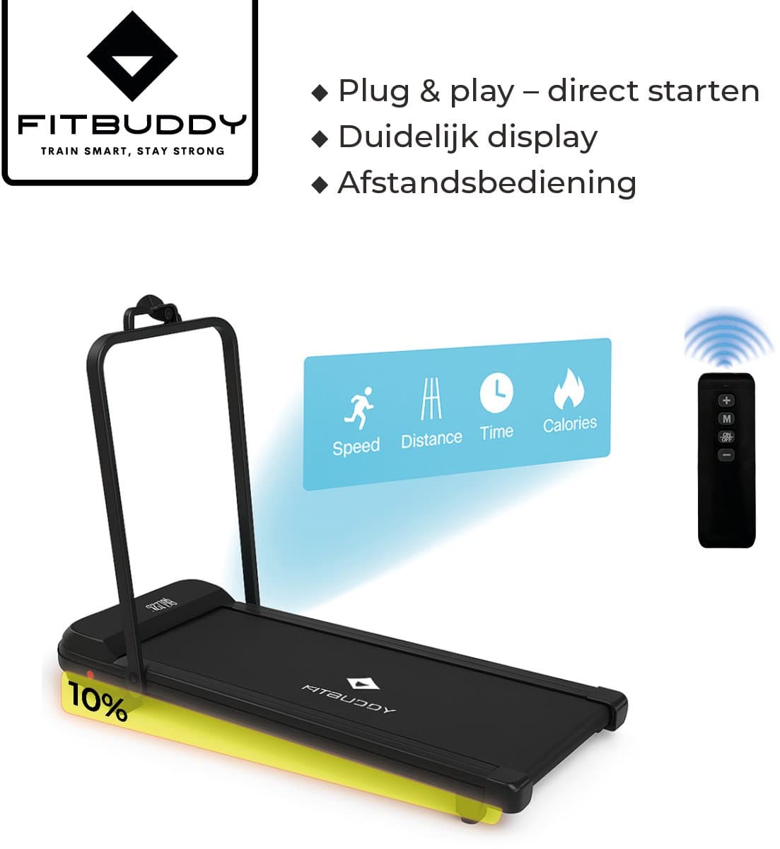 Fitbuddy XM-U1 Loopband voor Thuisgebruik – Compacte Walking Treadmill met Handmatig Verstelbare 10% Helling, LED Display & Afstandsbediening thumbnail 8