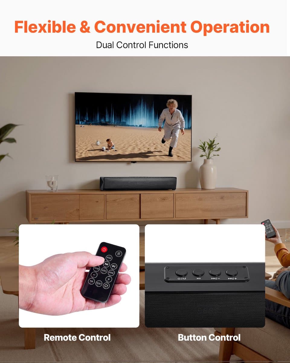 Compacte 17-Inch Soundbar voor Smart TV, 2.0-Kanaals TV-Luidsprekers met Bluetooth- En AUX-Connectiviteit, Afstandsbediening, Eenvoudige Installatie, 80 W Surround-Audiosysteem voor Pc En Thuisbioscoop thumbnail 4