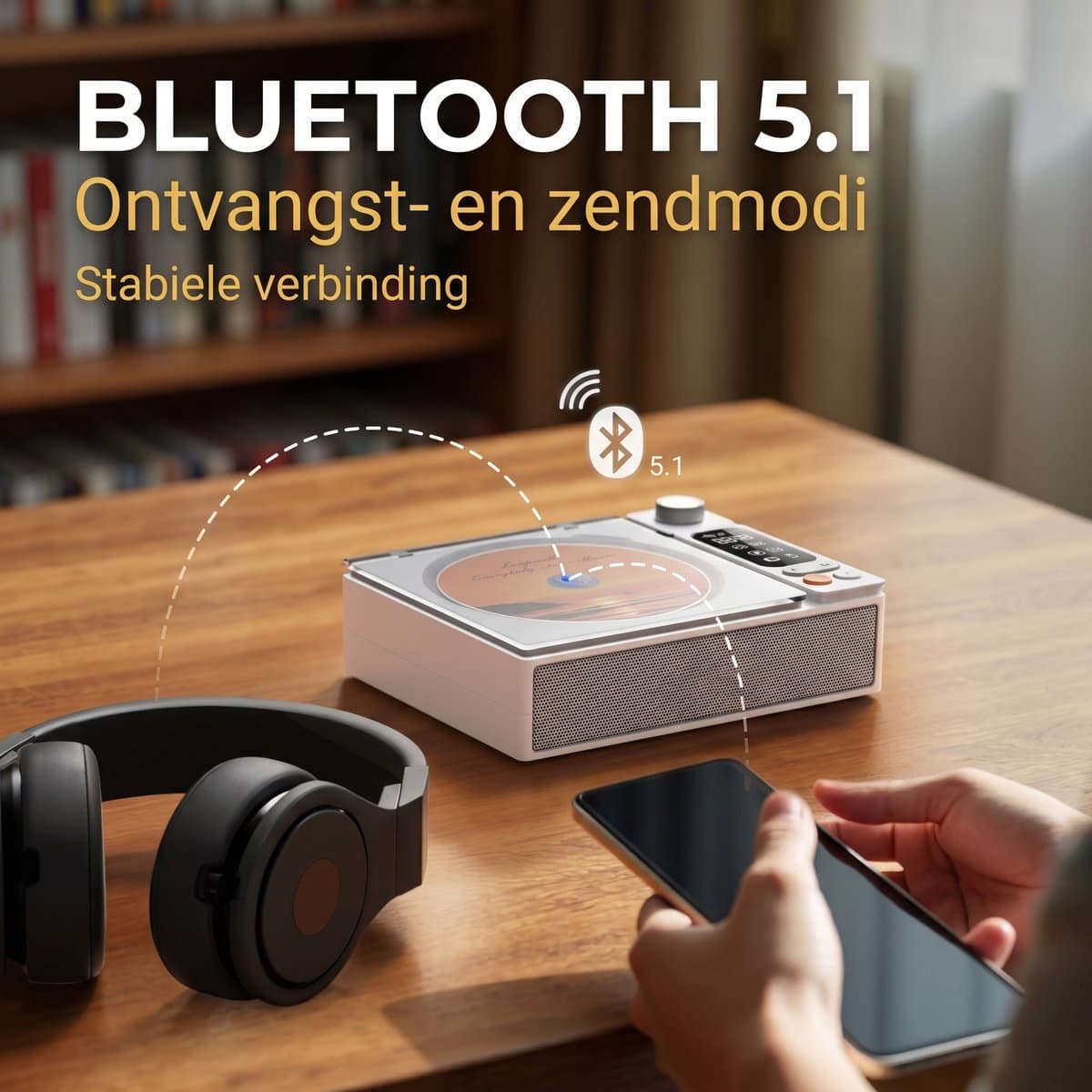 Fokelyi CD Speler - Bluetooth-speler - FM Radio - Retro Radio - Draagbare - Luidsprekers - Ondersteunt CD/AUX/USB-ingang thumbnail 7