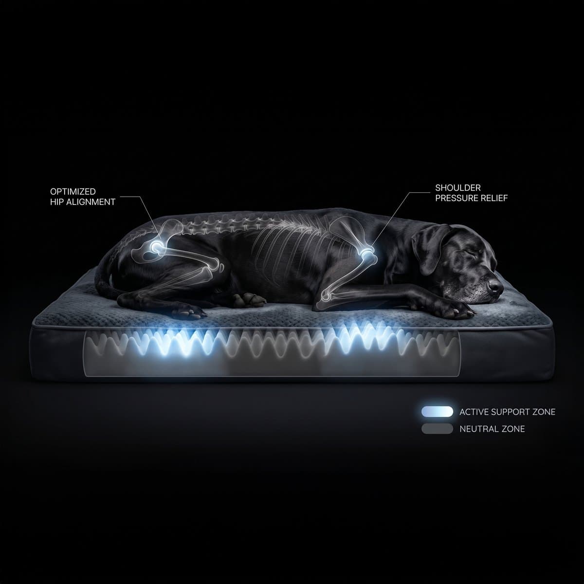 Happysnoots® Orthopedisch Hondenkussen - XXL Hondenmand 100 x 70 x 12 cm - Wasbaar Hondenbed Voor Grote Honden - Grijs met Rits thumbnail 5