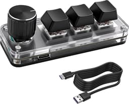 Productfoto van Mini mechanisch toetsenbord met 3 toetsen en 1 DIY-programmeerbare macroknop met RGB voor multimedia-benodigdheden voor gaming en kantoor