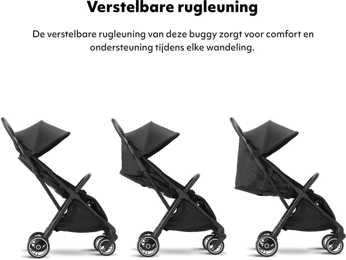 Mooiys Axel Buggy - Lichtgewicht Compacte Reisbuggy met Tas - Zwart thumbnail 4