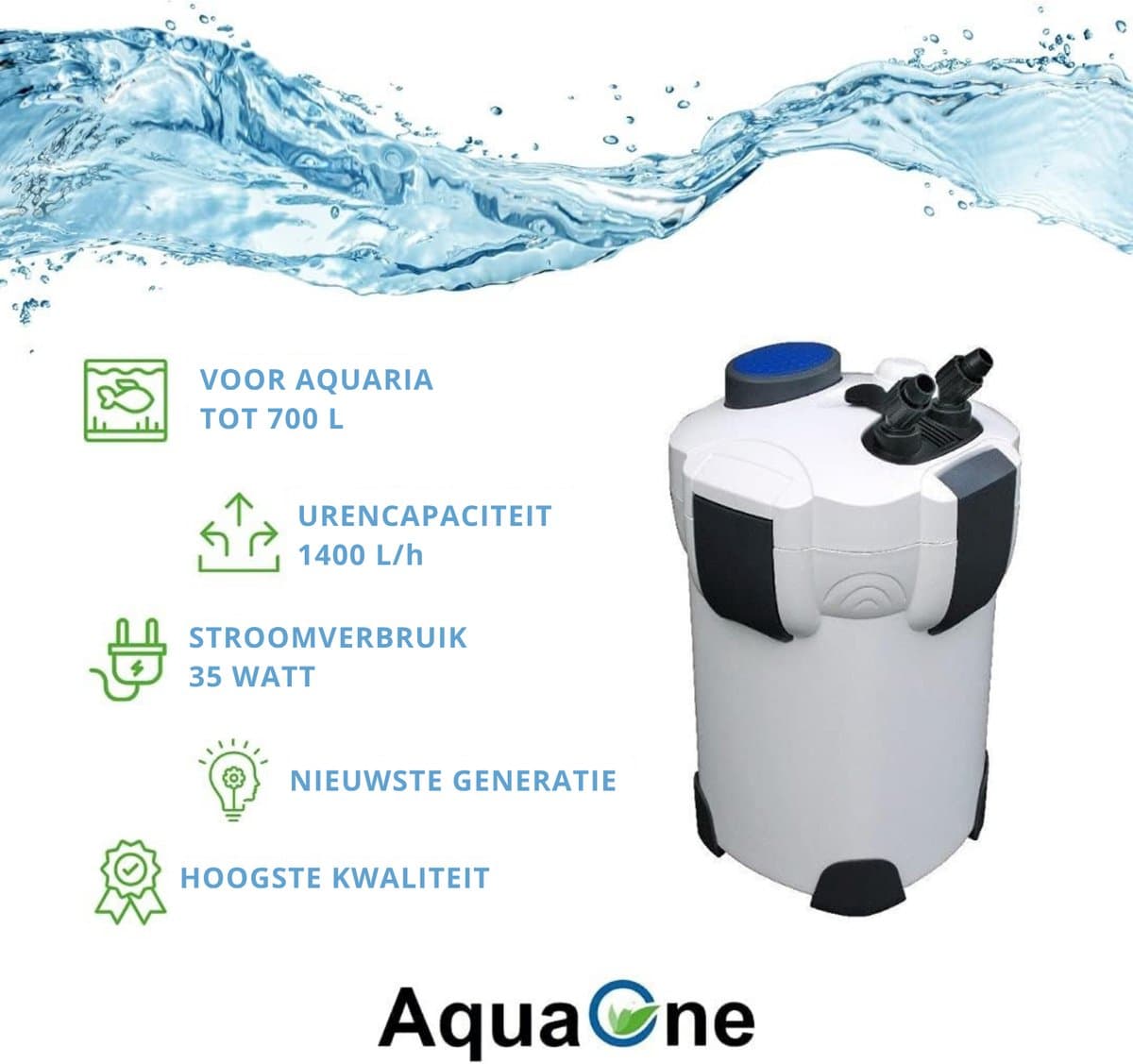 AquaOne HW-303A Buitenfilter 1400 l/u - Helder Water tot 700L