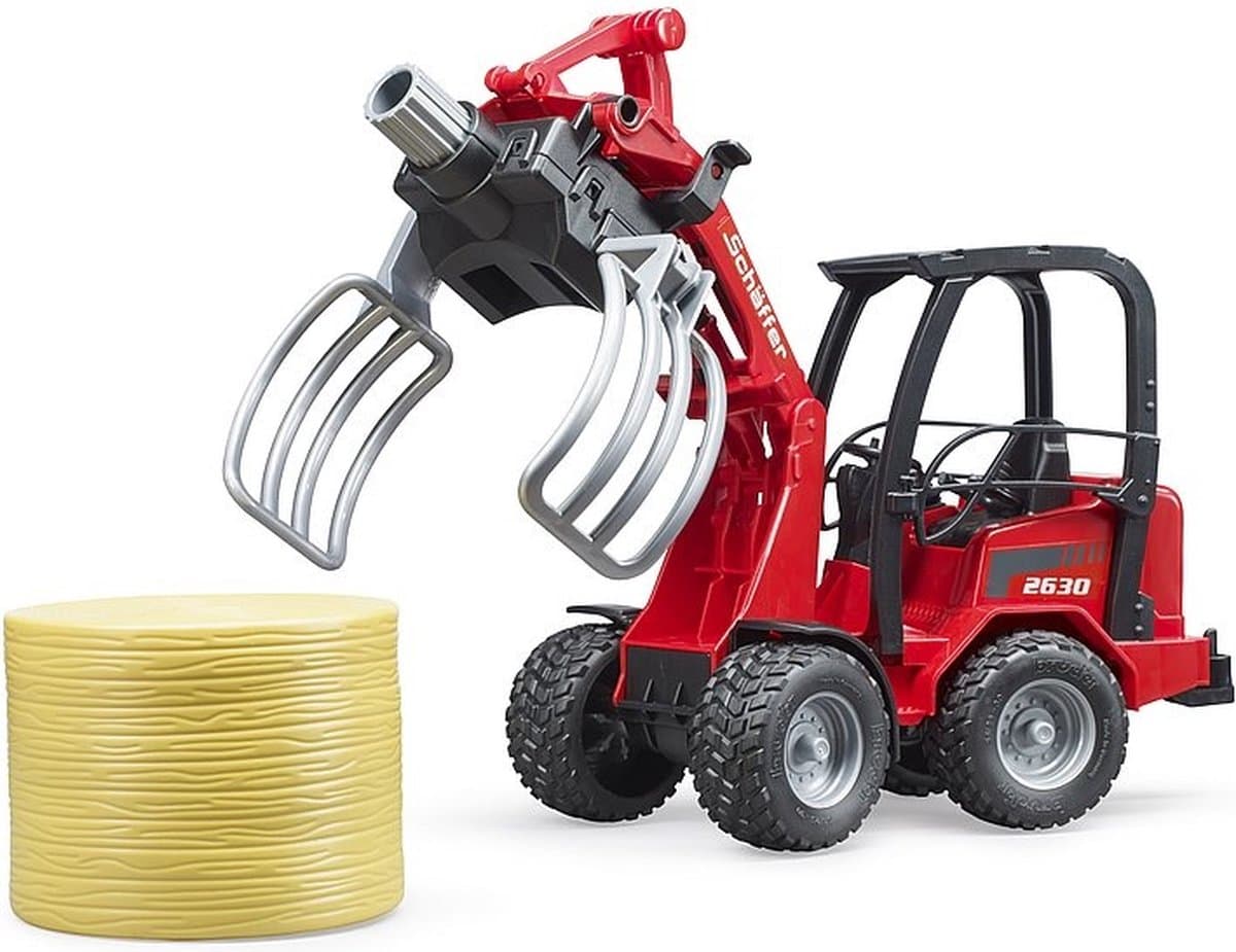 Bruder Schäffer Compactlader 2630 met hooibalengrijper thumbnail 7