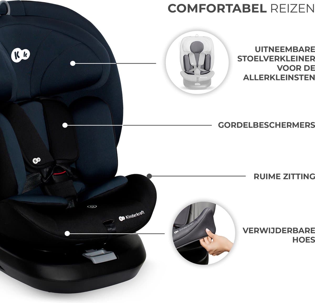Kinderkraft I-GROW: Roterende Autostoel 40-150 cm met Isofix thumbnail 7